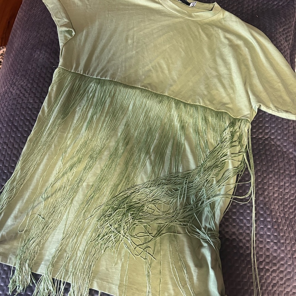 ASOS Light Green Fringe Tee